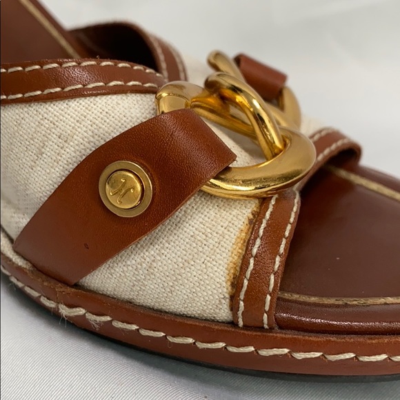 Cole Haan Leather & Linen Wedges Size 8.5 - Picture 5 of 7